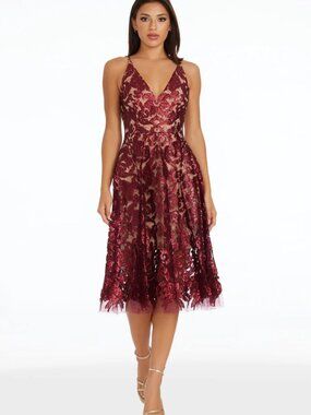 Dress the Population Blair Dress in Berry Nude  Sz: XS